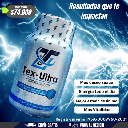 Tex Ultra - 30 capsulas para más energía masculina sin excusas