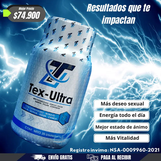 Tex Ultra - 30 capsulas para más energía masculina sin excusas