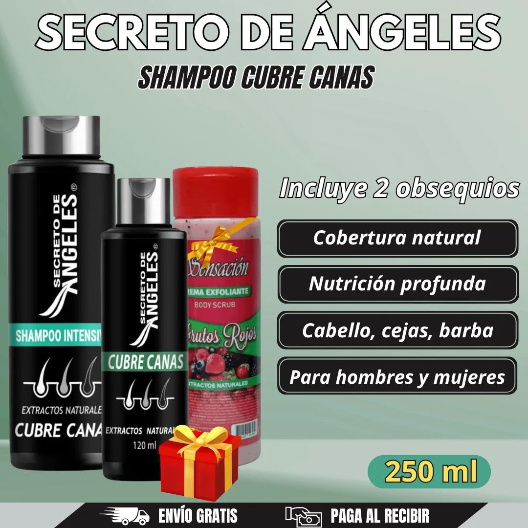 Shampoo Original Cubre Canas Secreto de Ángeles + Colágeno y Exfoliante GRATIS
