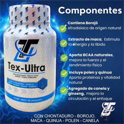 Tex Ultra - 30 capsulas para más energía masculina sin excusas