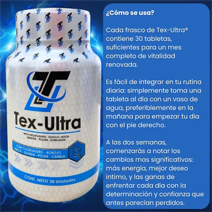 Tex Ultra - 30 capsulas para más energía masculina sin excusas