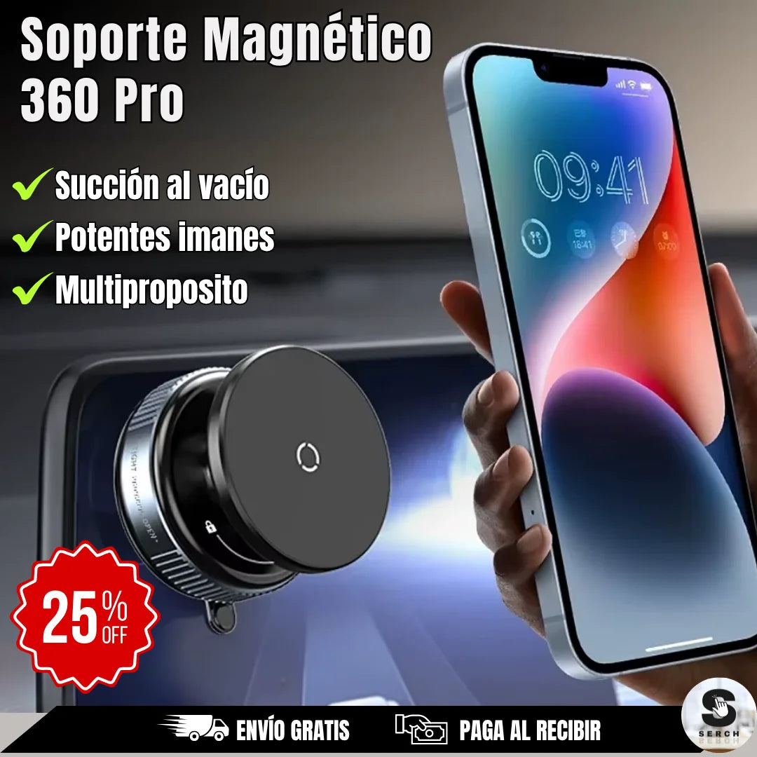 Soporte Magnético 360 Pro - Tu teléfono firme, donde lo necesites